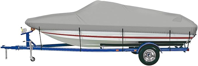 iCOVER Trailerable Boat Cover- 14'-16' 800D Water Proof Heavy Duty, Fits V-Hull, Fish&Ski, Pro-Style, Fishing, Utiltiy, Runabout, Bass Boats, up to 14ft-16ft Long and 90" Wide