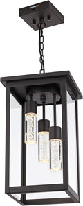 TODOLUZ LED 5 CCT 3-Light Large Outdoor Pendant Light Fixtures with Led Chips Height Adjustable, Porch Hanging Lighting in Oil Rubbed Bronze, Exterior Ceiling Lamp for Entrance Patio Garden