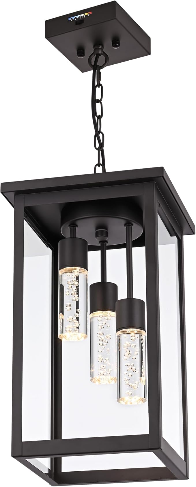 TODOLUZ LED 5 CCT 3-Light Large Outdoor Pendant Light Fixtures with Led Chips Height Adjustable, Porch Hanging Lighting in Oil Rubbed Bronze, Exterior Ceiling Lamp for Entrance Patio Garden