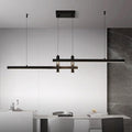 Modern Black Linear Pendant Lights Kitchen Island Lighting Minimalist Led Chandeliers Pool Table Light Dimmable Ceiling Hanging Light Fixture Dining Room with Remote Control (47in)