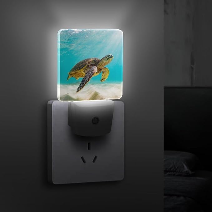 Plug-in LED Night Light, Dusk to Dawn Sensor Smart Nightlight for Bedroom Bathroom Kitchen Hallway Stairs – Soft White Glow, Energy Efficient, Compact & Safe Design -Sea Turtle
