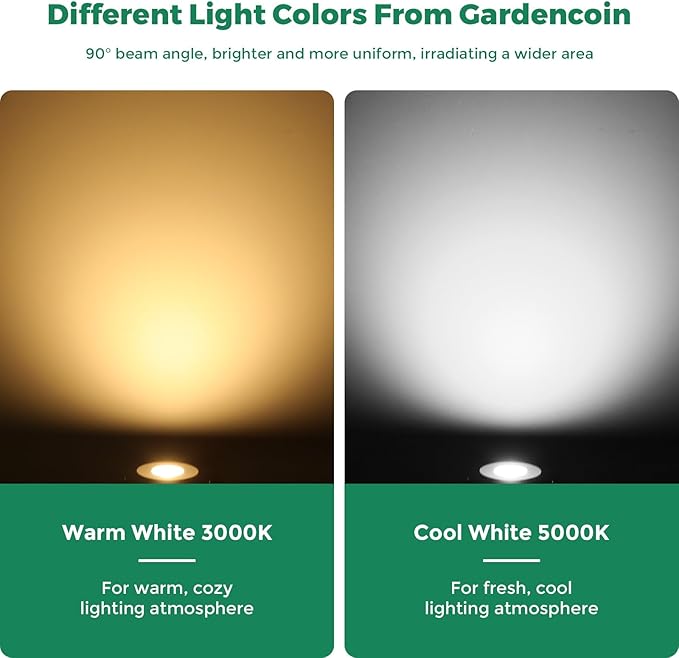 Gardencoin Outdoor Recessed LED Lights, Heavy Duty Soffit and Deck Lighting Flush Mount, 3W 12-24V Low Voltage Landscape In Ground Well Light, Underwater Pond Light, Dimmable Widely Used, 5000K 6pack