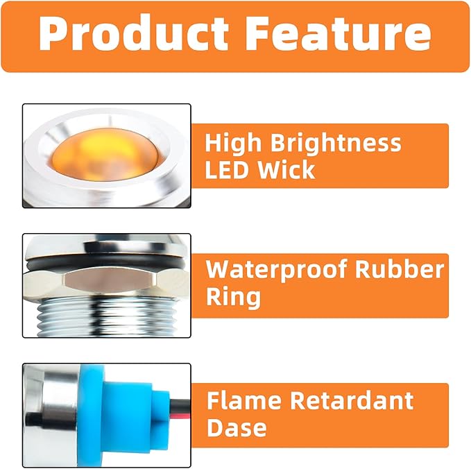 GASHER 110V/24V/12V 20mA Energy Saving Indicator Light Mounting Hole Size 12mm(1/2 inch) Green Yellow Red Blue White 5 PCS（110V）