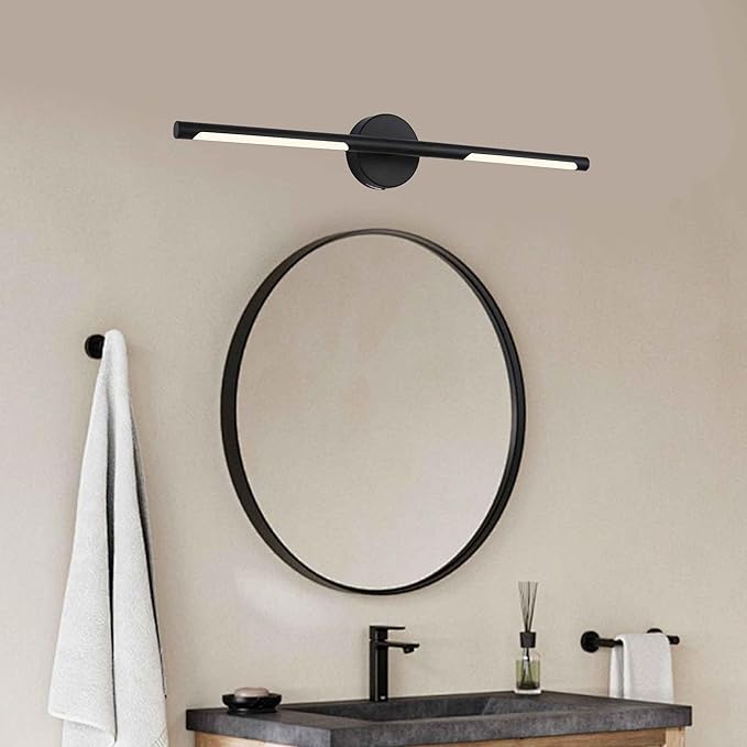 BONLICHT Modern Bathroom Vanity Light Black Light Fixtures for Bathroom Above Mirror 24 Inch Led Lights Bath Lighting Fixture 12W 350°Rotatable Dimmable 5CCT LED Indoor Sconce Wall Mount Picture Light