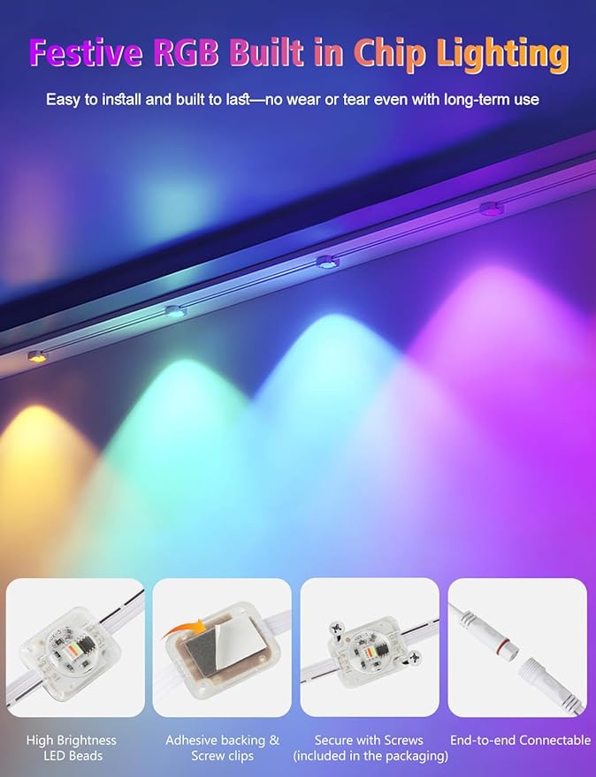 100FT Permanent Outdoor Lights, 60 LED Smart RGB&IC Outdoor Eave Lights with App/Remote Control, 209 Scene Modes, IP67 Waterproof Outside Light for House Party Christmas