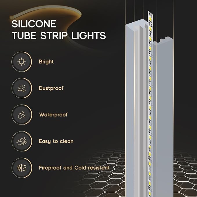 LED Strip Lights Neutral White 4000K,9.8ft 110-120V Neon Rope Lights,Flexible Silicone Outdoor Waterproof Neon Strip Lights for Bedroom,Mirror,Kitchen Cabinet, Living Room,Halloween Decor