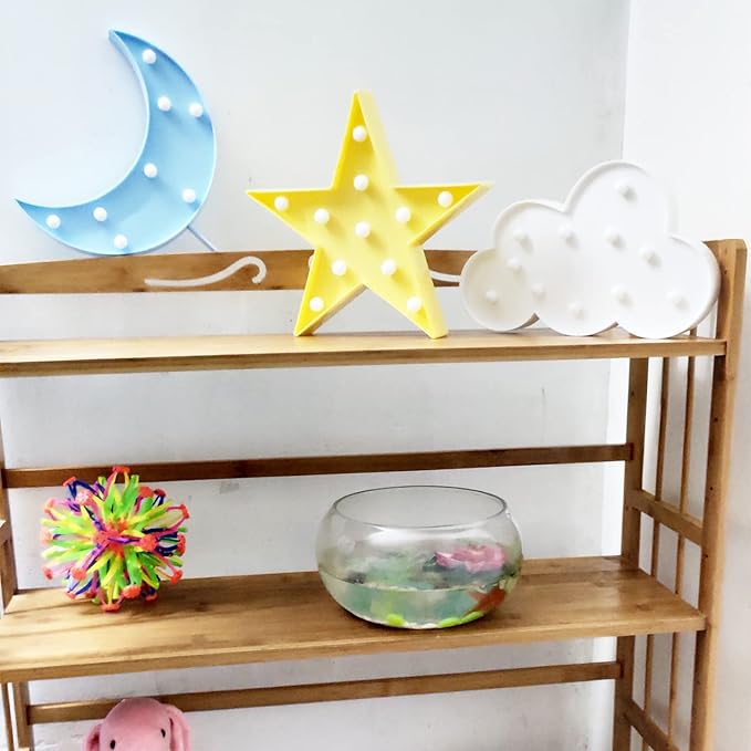 AUSAYE 3 PCS 3D Crescent Moon Light Cloud Led Star Lamp, Decorative Night Lights Room Decor NightLight for Kids Adults Birthday Baby Shower Party Christmas Gifts