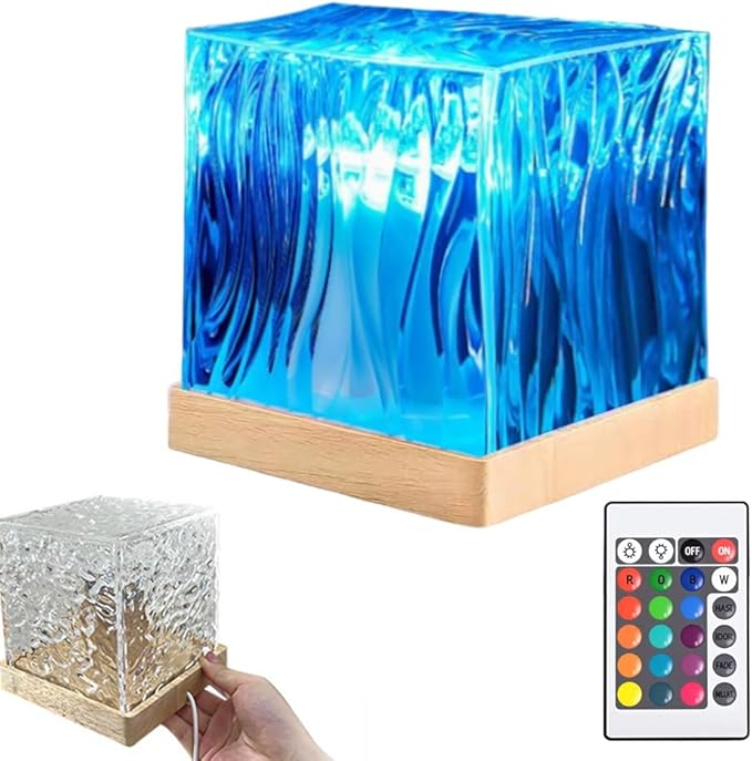Aurora Borealis Night Light Projector, 16 Colors Rotating Water Ripple Northern Lights with Remote Control, Rechargeable Ocean Wave Projector for Bedroom Decor (Bluetooth Speaker)