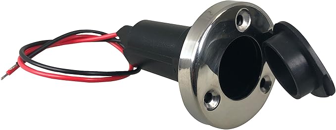 Pactrade Marine LED Green Red Navigation Bow Light 12" SS304 Pole Collar Plug-in (With 2-Prong Nylon Base Black Socket)
