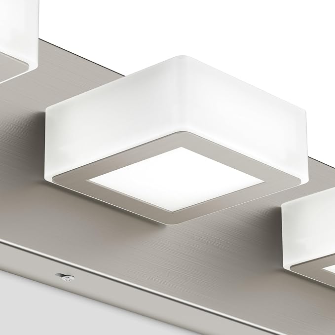 Ralbay 3-Light Brushed Nickel Bathroom Vanity Lights Metal Acrylic LED Modern Bathroom Wall Lighting Fixtures