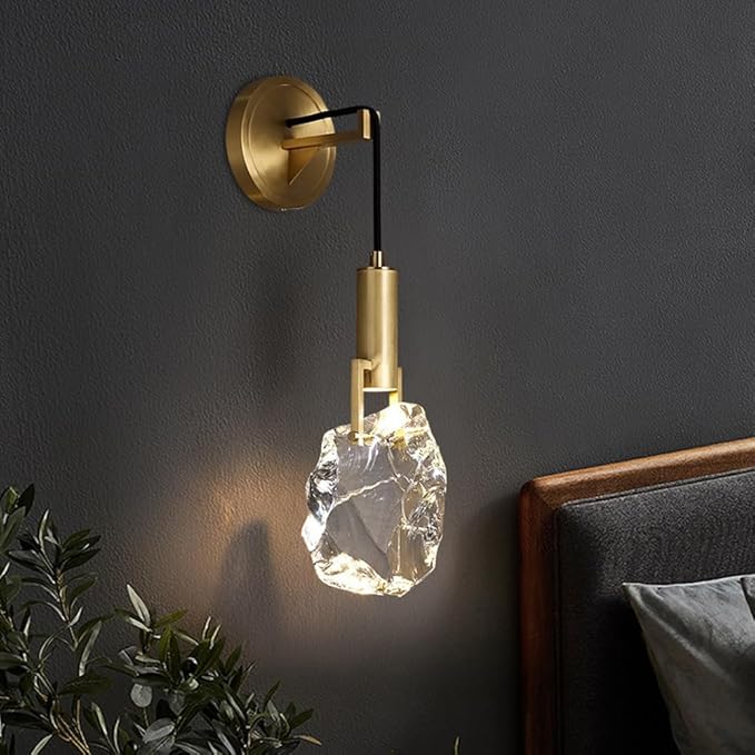Renter Friendly Modern Crystal Wall Light Fixtures Indoor Luxury Sconce d Black LED Lamp Vintage Mid Century Hanging Lighting Fixture for Bedroom Bedside Living Room Bathroom Hotels Farmh