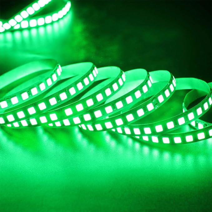 LED Light Strip, 16.4ft 600 Units SMD 5054 LEDs(5050 Upgraded), 16000LM Flexible 12V DC Non-Waterproof Light Strips, LED Ribbon, DIY Christmas Home Kitchen Indoor Party Decoration (Green)