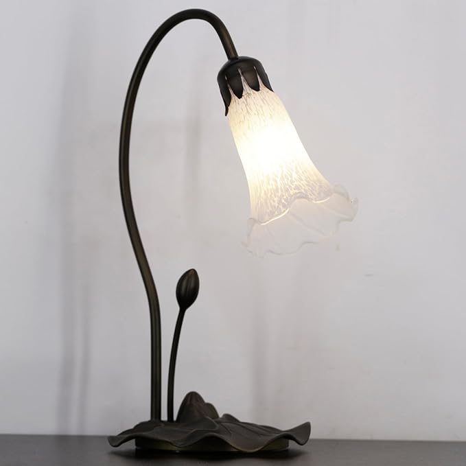 Lily Lampshade Only White Cloudy Tulip Flower Glass Lamp Shade Replacement Tiffany Style Lily Table Floor Lampshade Replacement