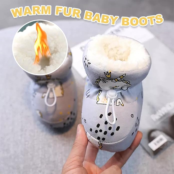 Warm Fur Baby Boots, 2024 New Warm Cozy Fleece Baby Booties, Winter Snow Anti-Slip Soft Sole Warm Sock Shoes