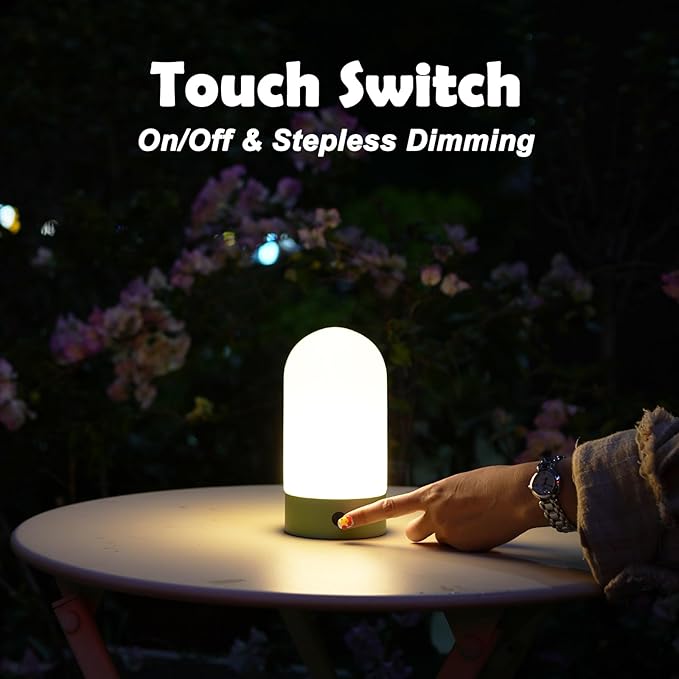Battery Operated Shower Lamp Waterproof, Small Portable Cordless Table Lamp Rechargeable, Touch Dimmable Mood Light for Home/Patio/Dining/Outdoor (White)