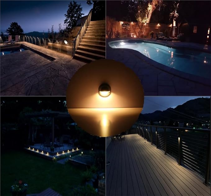 FVTLED Warm White Low Voltage LED Deck Lights kit Φ1.38 Outdoor Garden Yard Decoration Lamp Recessed Landscape Pathway Step Stair Warm White LED Lighting, Black
