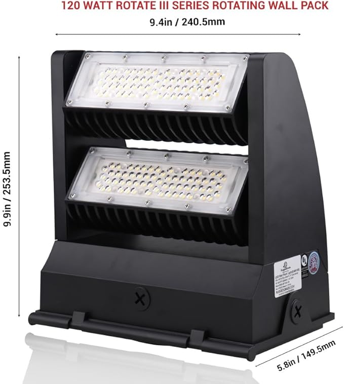 RuggedGrade 120W - Rotate IV Series LED Wall Pack - 17,100 Lumens - 5000K Bright White - Wattage Selectable - Outdoor LED Wall Light - Brown Housing - DLC 5.1 Premium