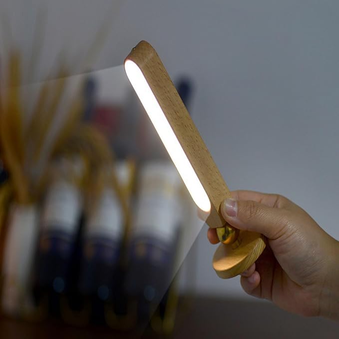 Portable Bedside Light 360 Degree Rotating Wood LED Wall Lamp Stepless Dimming Rechargeable Lamp Night LED Mounted Night with Connection