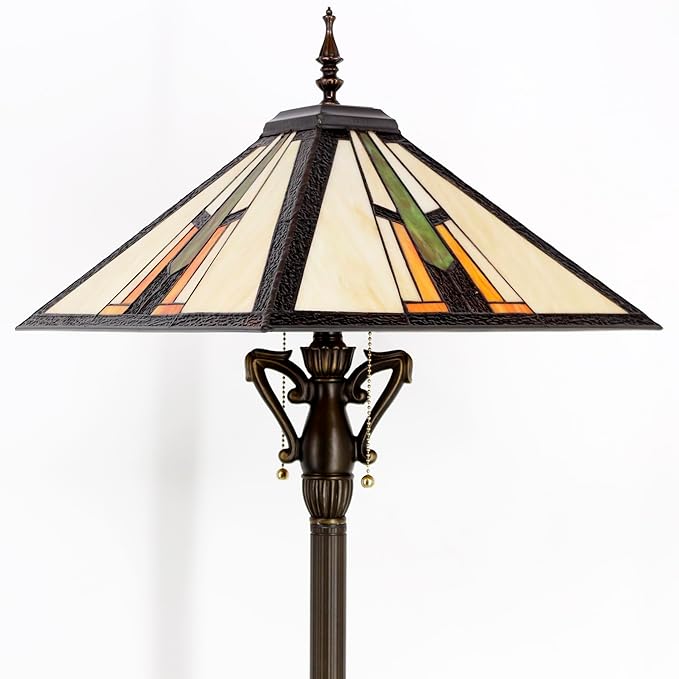 Tiffany Floor Lamp Multicolour Mission Style Stained Glass Standing Reading Light 16X16X64 Inch