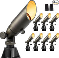 Gardenreet Brass LED Spot Light Low Voltage - Low Wattage Outdoor Landscape Spotlights Hard-Wired, 12V Landscaping Uplights All Weather, Bronze for Wall Lawn with No Bulbs (8 Pack)