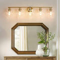 Bathroom Light Fixtures Over Mirror 5-Lights Bathroom Vanity Light with Clear Glass Shade 37.5 inch Modern Wall Sconce Gold Vanity Lighting for Bath