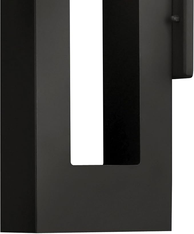 Hinkley Atlantis Medium Wall Mount Outdoor Lantern - Aluminum, Etched Glass Lens, LED Bulb Included, Dark Sky - Satin Black Finish