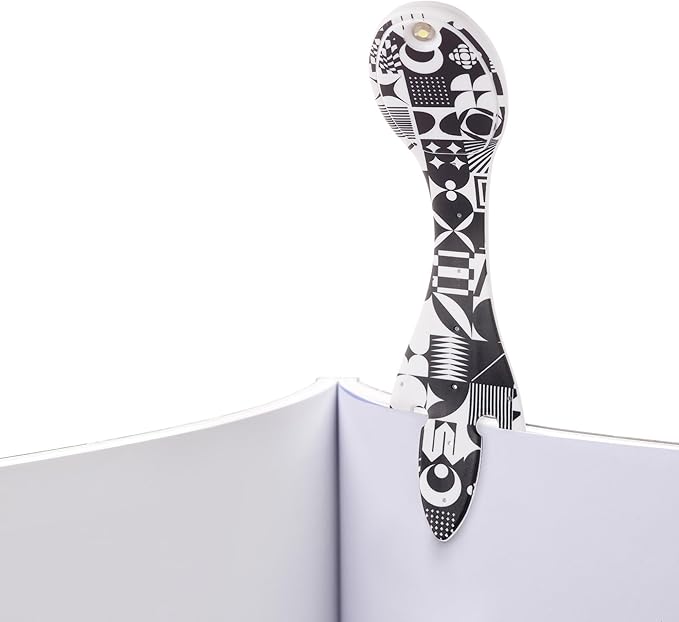 Gifts for Readers & Writers Bookmark Reading Light Black & White -2in1 Clip On Bookmark Mini Book Light for Reading in Bed, Battery Operated Travel LED Book Lights, Flexible 8 Lumen Lights for Books
