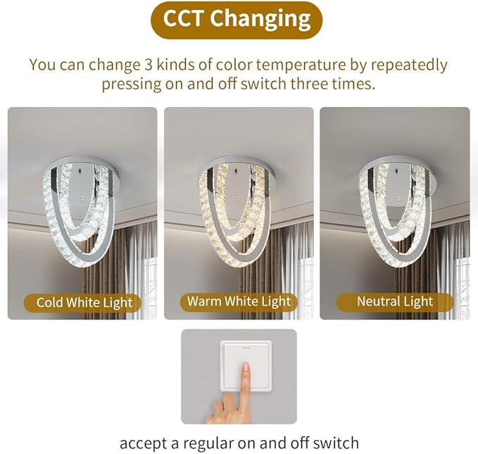 Modern Crystal Ceiling Light Chandelier, Flush Mount Lighting Fixture Pendant Ceiling Lamp Light for Living Room Bedroom Dining Room Hallway