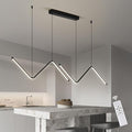 JAYMP Geometric Shaped Modern Chandelier LED Dimmable Pendant Lighting for Dining Room Kitchen Island Cafe Bar Hanging Lamp (Black, 49.2 Inch)