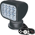 SEAFLO 360° Rotating Remote Control LED Searchlight, 10-30V, Auto-Reset, IP66 Waterproof, Marine Spotlight for Boats, Truck, Vehicles, CE & Rohs Certified (Wired Remote/Black//Warm Light 2700K)