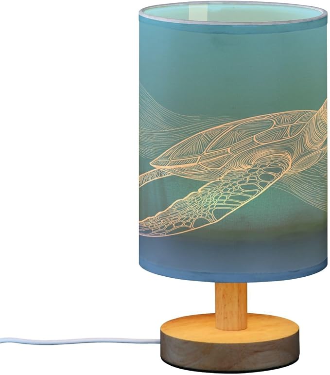 White Vector Sea Turtle Table Lamp with USB Port Nightstand Lamp Desk Lamp for Bedroom Living Room Simple Bedside Lamp for Bedroom Living Room Office