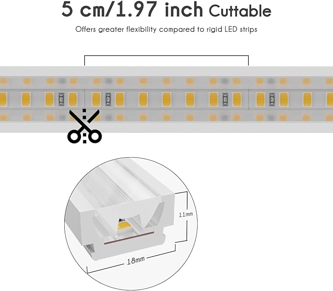 Shine Decor 16.4 FT LED Wall Washer Light Strip, IP67 Waterproof Flexible Linear Grazer, 2700K Warm White for Outdoor Commercial Lighting, Buildings, Weddings, Church Illumination