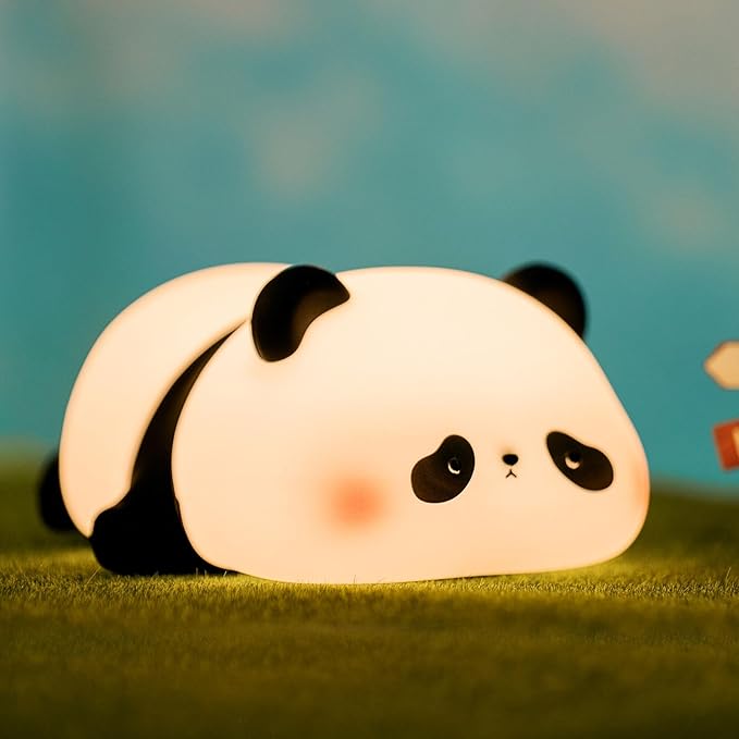 VTIGER Panda Night Light, LED Squishy Cute Lamp, Night Light for Kids, Silicone Panda Light, Dimmable Girls Baby Bedroom Nightlight, Rechargeable Touch Lamp for Breastfeeding Nursery Decor