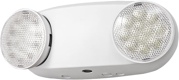 TANLUX LED Emergency Lights with Battery Backup, Two Head Adjustable Commercial Emergency Lights, UL Listed, AC 120/277V, Hardwired Emergency Exit Light Fixtures for Business - 1 Pack(White)