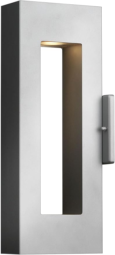 Hinkley Atlantis Medium Wall Mount Outdoor Lantern - Aluminum, Etched Glass Lens, LED Bulb Included, Dark Sky - Titanium Finish
