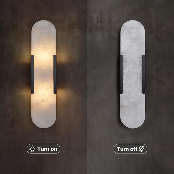 19.7" L Alabaster Wall Sconces Morden Wall Lights Fixtures Bathroom Vanity Light Indoor Wall Lamps for Living Room Bedroom Hallway Stairs Black