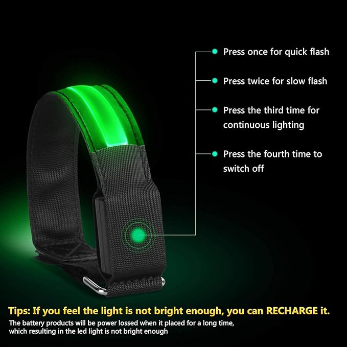 Rechargeable LED Armband for Running(2 Pack), Light Up LED Armband, High Visibility Reflective Running Gear for Night Safety, Running Lights for Running Walking Cycling