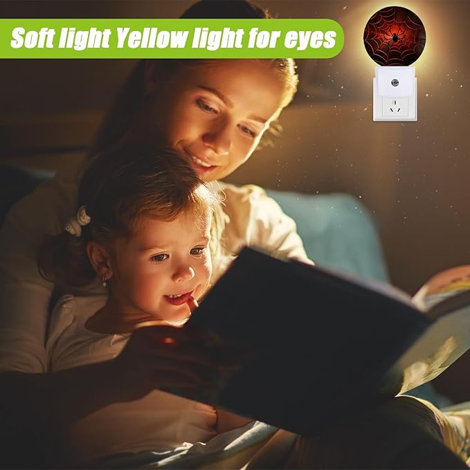 Red Spider Web Night Light,Night Lights Plug into Wall for Kitchens Toilets Bedroom Decorative Half Round Nightlight Led Lamp 0.5W Sleep Friendly