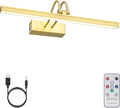 FUNCHDAY Picture Light Wireless, 13inch Rechargeable Battery Operated Gallery Painting Light with Remote, 280LM Dimmable Metal Art Lights for Paintings,Wall,Portrait (Brass)