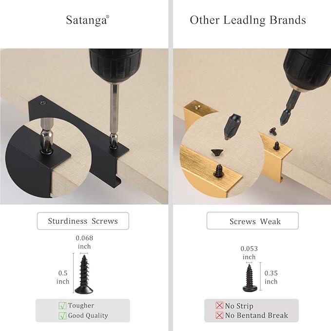 Satanga Edge Black Finger Pull for cabinets Kitchen Concealed Drawer pulls Aluminum Flat Hidden Back Mount Door Handle for Home Pack of 6 Modern 2-1/2" Hole Center Easy Installation