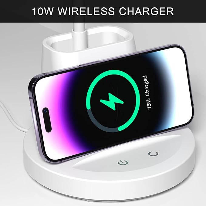 Desk Lamp for Home Office, LED Desk Lamp with Wireless Charger Pen Phone Holder, Dimmable Desk Light 3 Color Modes, College Dorm Study Lamp for College Dorm, CRI 90 800 Lumen