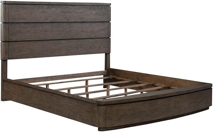 Liberty Furniture Cascade Falls California King Panel Bed with LED Touch Light - Satin Espresso Oak