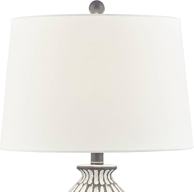 360 Lighting Carlton Modern Coastal Table Lamps 28 1/4" Tall Set of 2 Gray Wash Off White Fabric Tapered Drum Shade for Living Room Bedroom House Bedside Nightstand Home Office Family