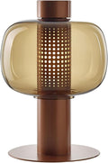 Modern Amber Glass Table Lamp Glass Shade Gold Base Desk Lamp Minimalist Design Living Room Bedroom Office Coffee Shop Dimmable LED Light Decor Ambient Lighting