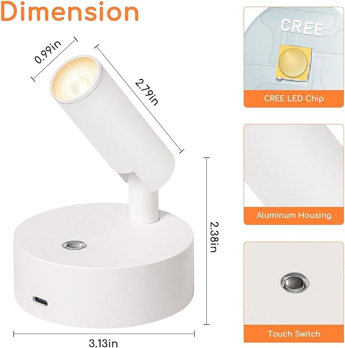 Wireless LED Spotlight Indoor with Remote Up Lights Indoor Dimmable Picture Light Battery Operated with Timer Rechargeable Spot Lights Accent Uplighting for Plant Wall Art, 1 Pack