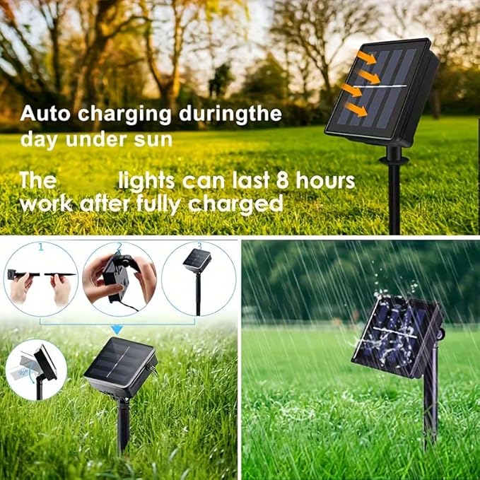 Solar String Lights for Outside, 33FT 100 LED Outdoor Solar Fairy Lights Waterproof 8 Modes, Xmas Tree Light for Patio Garden Party Backyard Wedding Holiday Decor, Warm White