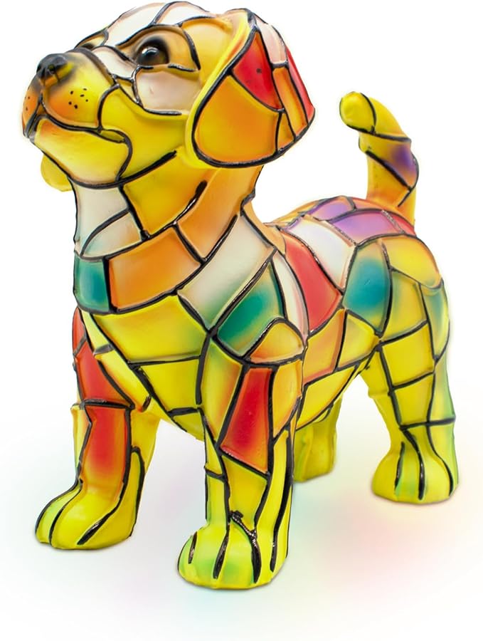 Labrador Night Light, LED Dog Series Art Light, Cute Pet Themed Stained Resin Table Lamps, Vintage Home Decor, Fun Gift for Dog Lovers (#06, 5.9")