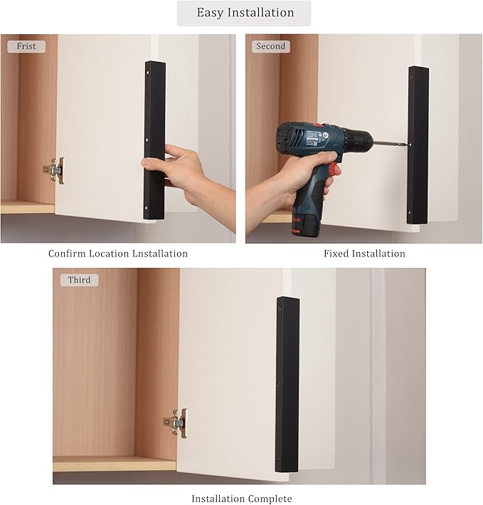 Satanga Edge Black Finger Pull for cabinets Kitchen Concealed Drawer pulls Aluminum Flat Hidden Back Mount Door Handle for Home Pack of 6 Modern 2-1/2" Hole Center Easy Installation