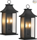 tewei 2-Pack Large Outdoor Wall Lights, 22'' Porch Light Outdoor Wall Sconce Lantern, Black Exterior Lighting Fixture Wall Mount, Outside Light for House Garage