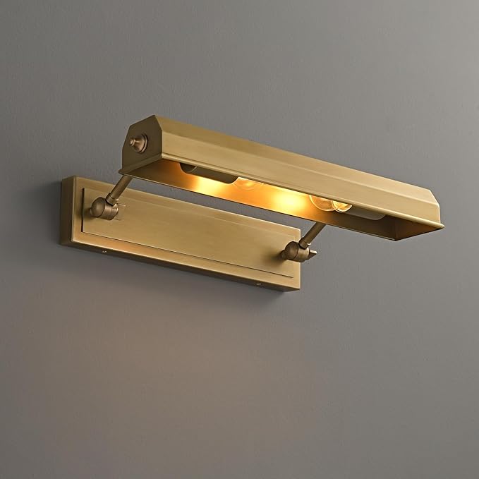 Brass Picture Light Picture Lights Gold Retro Art Light Vintage Picture Frame Lights E26 Bulb (Brushed Brass, 18 in)